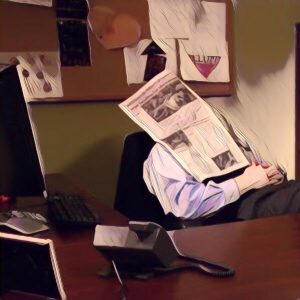 Hombre durmiendo la siesta en la oficina