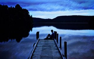 hombre pensando lago nueva zelanda